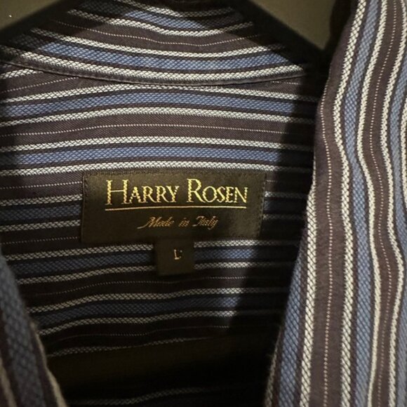 Harry Rosen Men’s Blue Pinstripe 100% Cotton Button Down Shirt Size Large - Picture 9 of 10